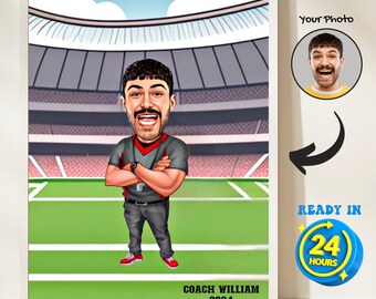 Personalized Coach Caricature from Photo, Gift for Football Coach, Custom Coach Cartoon Portrait, Digital Coach Caricature, Funny Coach Gift