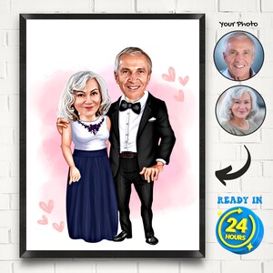 Valentines Day Caricature Portrait, Custom Couple Cartoon Portrait, Anniversary Gift Couple Caricature, Family Portrait, Valentines Day Gift