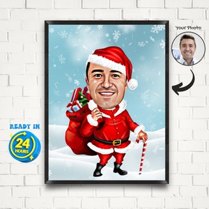 Custom Christmas Cartoon Portrait, Funny Christmas Caricature, Caricature from Photo, Christmas Dad Portrait, Xmas Card Caricature, Holiday