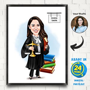 Custom Lawyer Cartoon Portrait, Lawyer Portrait, Lawyer Gift, Personalized Lawyer Cartoon, Lawyer Caricature, Judge Caricature from Photo