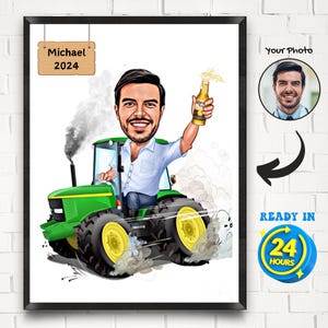 Custom Farmer Caricature from Photo, Male Farmer Caricature Drawing, Custom Farmer Cartoon Portrait, Farmer Cartoon, Funny Farmer Gifts