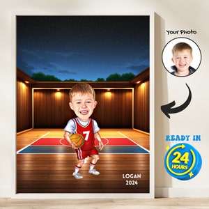 Personalisiertes Basketball-Karikaturporträt, Geschenk für Basketball-Sportliebhaber, Basketballspieler-Karikatur vom Foto, Basketball-Porträtspaß