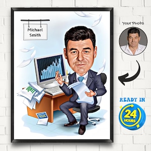 Mitarbeiter Geschenk für Männer, männliche Mitarbeiter Karikatur vom Foto, benutzerdefinierte Cartoon Porträt, lustiges Mitarbeiter Geschenk, Mitarbeiter Cartoon Zeichnung im Büro