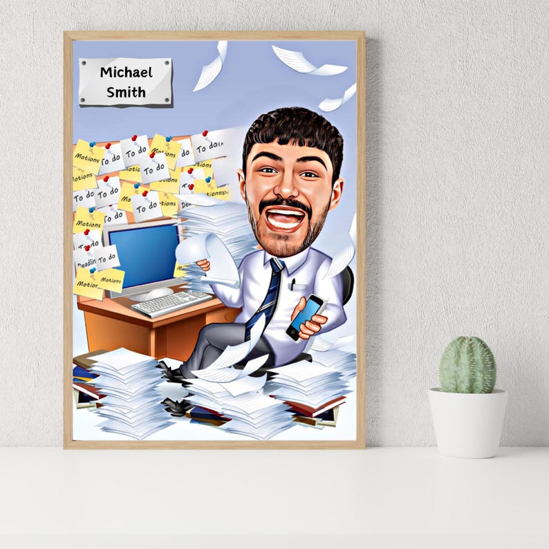 Personalized Male Coworker Caricature, Funny Office Cartoon Portrait ...