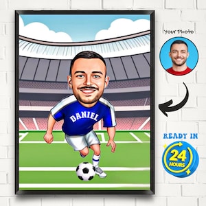 Custom Soccer Caricature, Soccer Player Cartoon Portrait, Football Player Gifts, Football Player Caricature from Photo, Soccer Portrait Gift