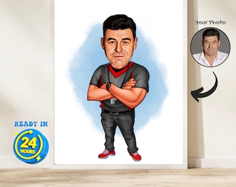 Personalized Football Coach Caricature, Gift for Football Coach, Custom Coach Cartoon Portrait, Coach Caricature, Caricature from Photo Gift