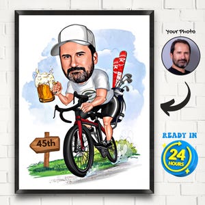 Personalisierte Radfahrer Cartoon Porträt, Biker Porträt, Radfahrer Geschenk, Karikatur vom Foto, Benutzerdefinierte Karikatur Radfahrer Karikatur, Biker Geschenk