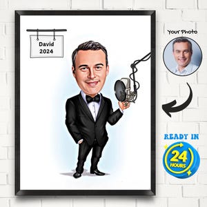 Benutzerdefinierte Sänger Cartoon Portrait, Sänger Karikatur, lustiges Sänger Geschenk, benutzerdefinierte Karikatur vom Foto, Karaoke Cartoon, Geschenk für Sänger