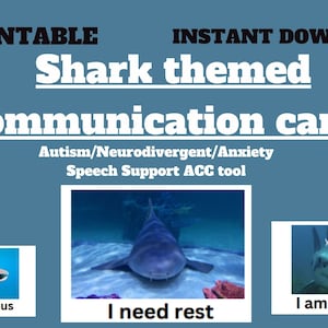 Haai communicatiekaarten non-verbale hulp AAC voor autisme, neurodiversiteit en angst - afdrukbaar
