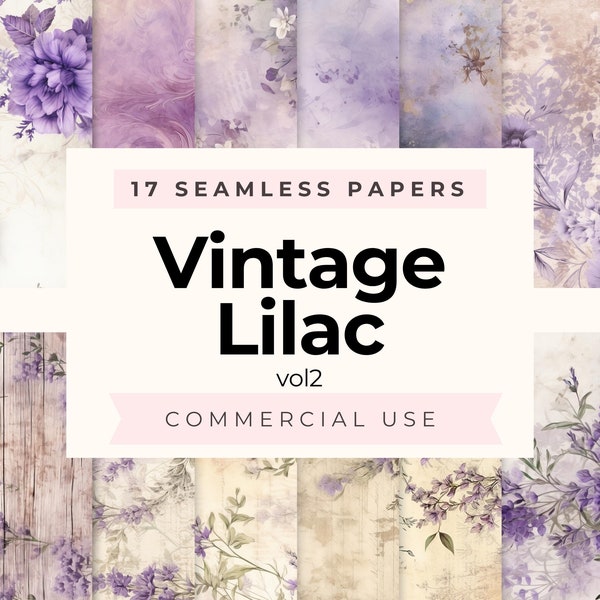 Digital Paper Watercolor Lilacs For Wedding Invitations, Floral Clipart, Seamless Patterns, Vintage Spring Flowers, Light Purple Backgrounds