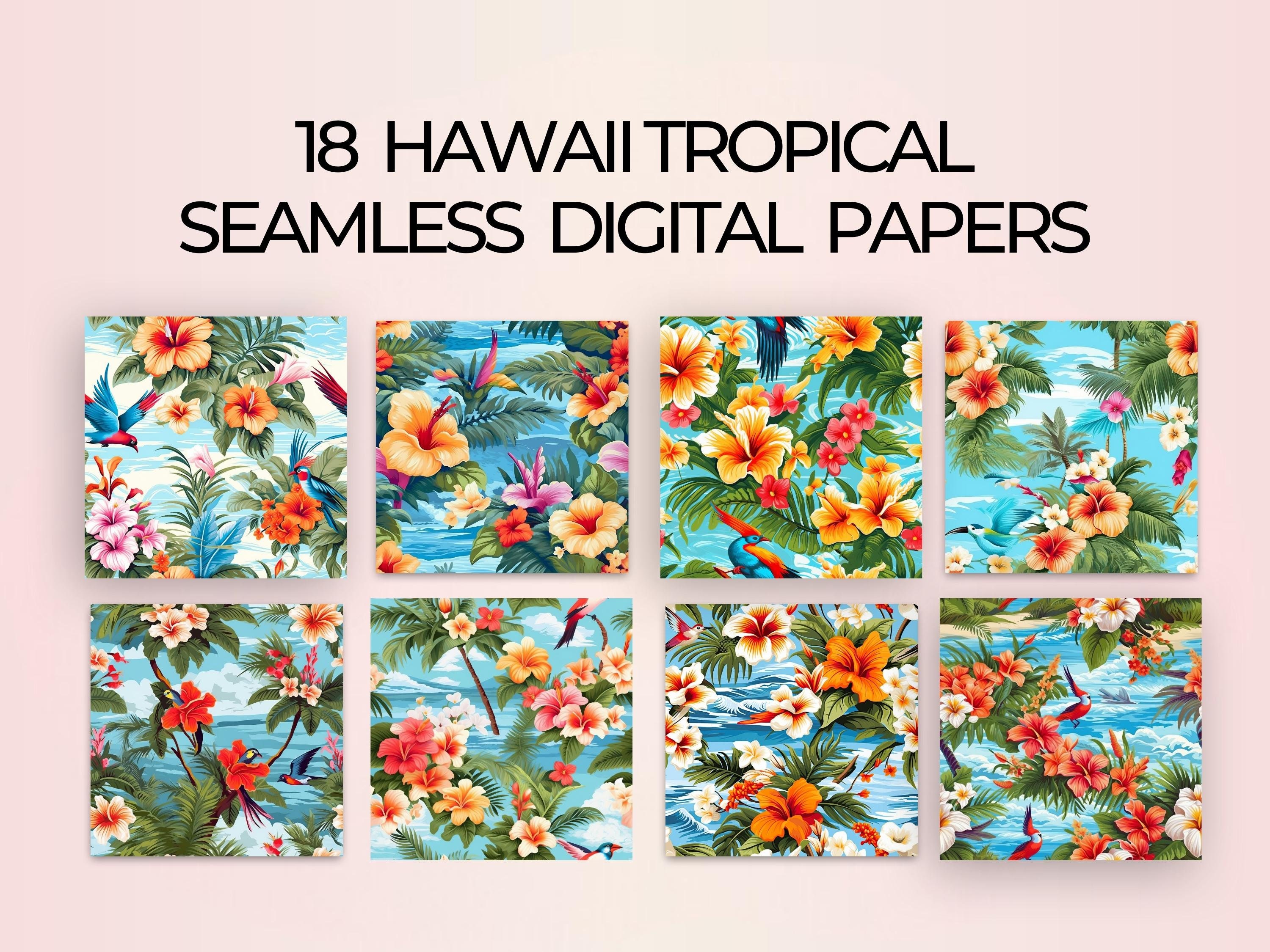 Hawaii Digital Paper Seamless, Tropical Patterns Scrapbooking, Instant ...