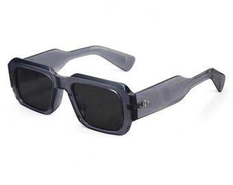 Gafas de sol cuadradas extragrandes de color gris oscuro, estilo vintage retro Y2K, modernas, con protección UV400 y lentes transparentes, unisex.