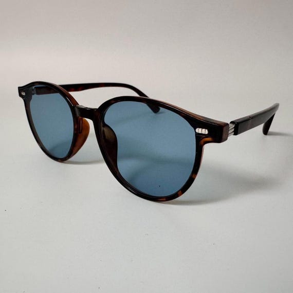 Blue & Brown Tortoise Shell Fashion Decor UV400 Round  display picture 2