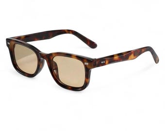 Dark Brown Tortoise Square Sunglasses Y2K Vintage Trendy UV400 Transparent Tint Unisex Shades