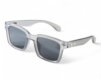 Clear Grey Square Sunglasses Y2K Casual Modern Trendy UV400 Dark Tint Unisex Shades