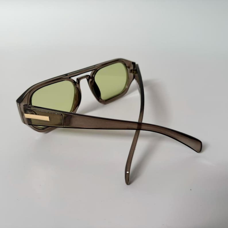 Clear Khaki Oversized Pilot Sunglasses Y2K Vintage UV400 Green Tint Unisex Men Women image 11