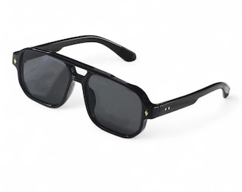 Bold Black Rectangle Sunglasses | Vintage 90s Chunky Frames | Hip Hop Streetwear Sunnies