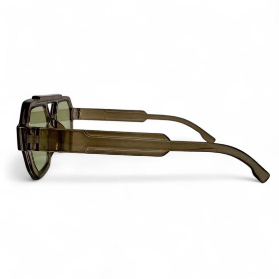 Vintage IL Italy Sage Green & Brown Two Tone Square Oversized Plastic Sunglasses Square Frame Vintage Y2k Sunglasses – Retro Classic Unisex  main image 3