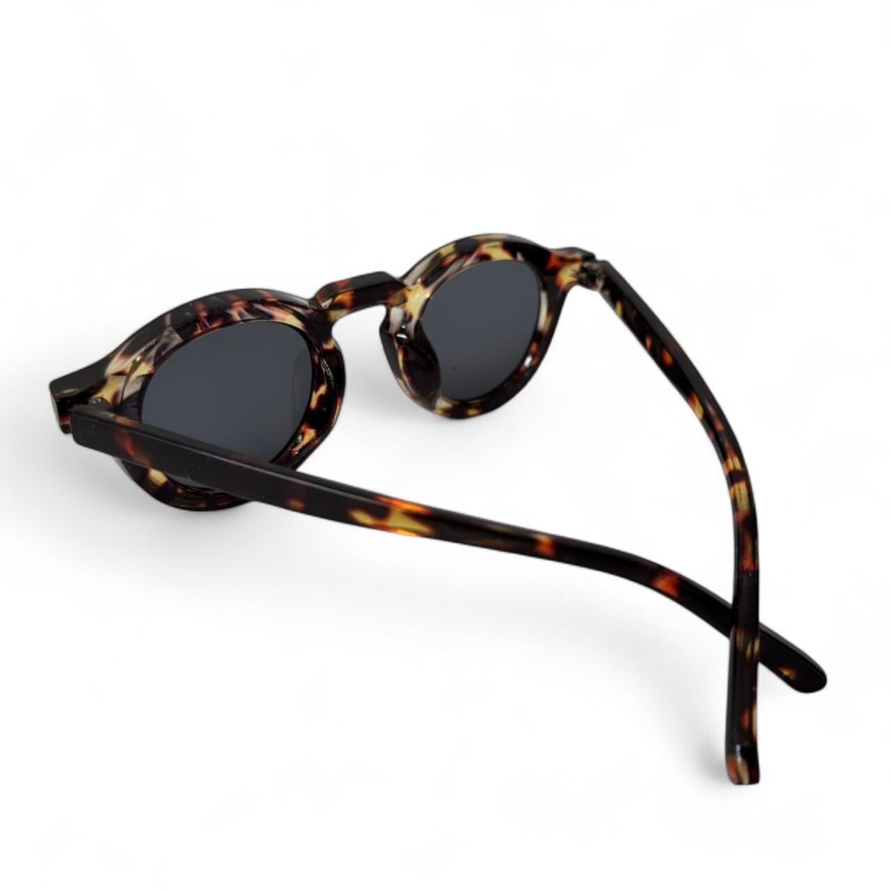 Oversized Black Tortoise Round Sunglasses Y2K Preppy Trendy 