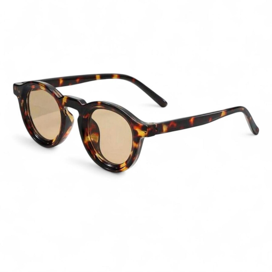 Round Tortoise Shell Sunglasses With Amber Tint Lenses Retro Keyhole round-tortoise-shell-sunglasses-with-amber-tint-lenses-retro-keyhole