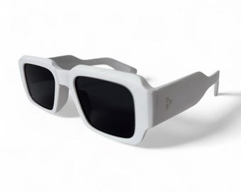 Gafas de sol cuadradas blancas extragrandes estilo Y2K, con protección UV400, cristal gris oscuro transparente, unisex.