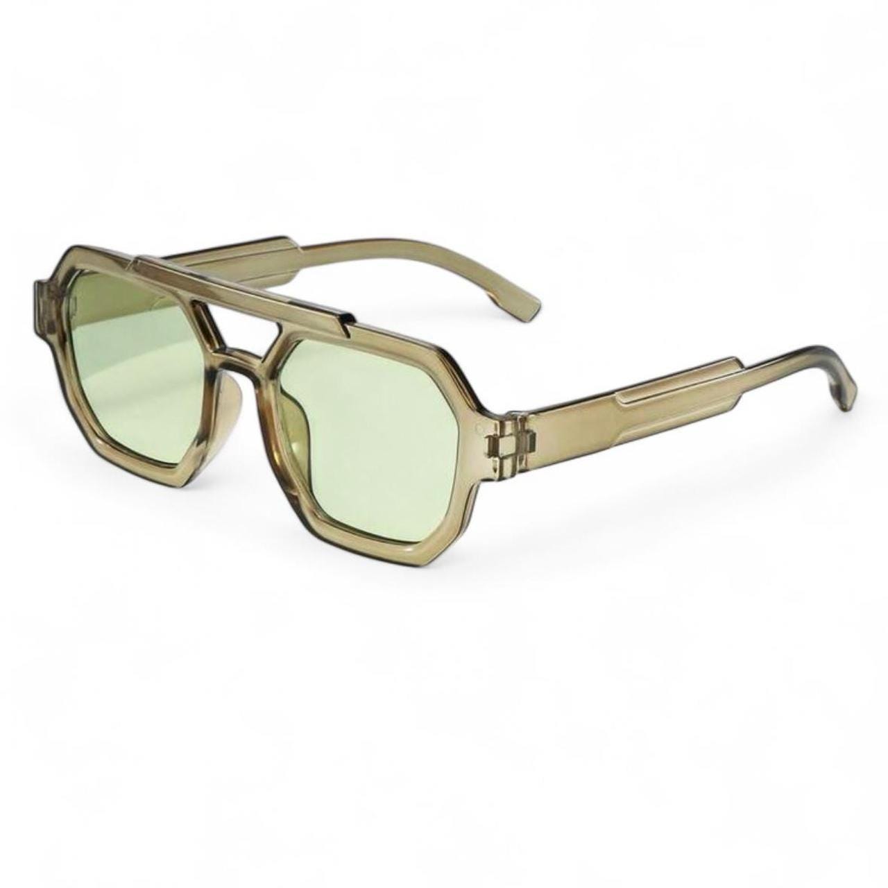 Oversized Khaki Green Square Pilot Sunglasses Y2K Vintage  display picture 1
