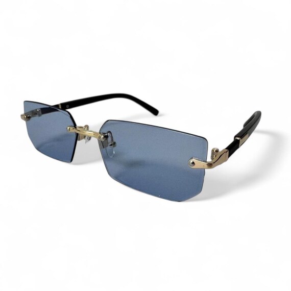 Black Square Rimless Sunglasses Y2K Modern Trendy UV400  display picture 3