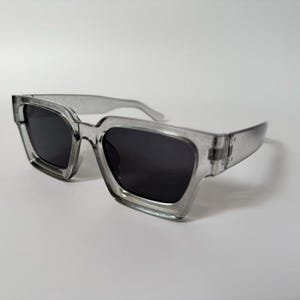 Clear Transparent Grey Fashion Decor Full Rim Square Sunglasses