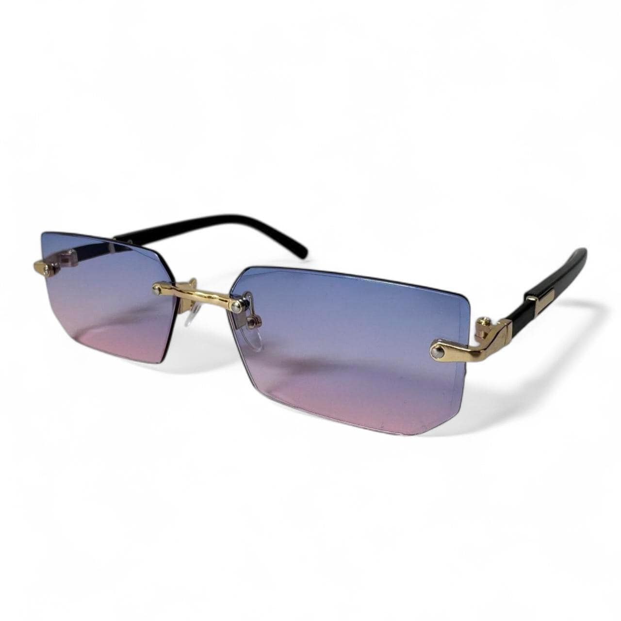 Black Square Rimless Sunglasses Y2K Vintage UV400 Transparent