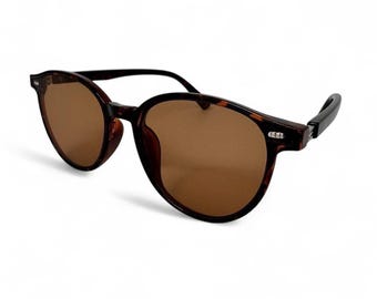 Oversized Round Tortoise Brown Sunglasses Y2K Vintage Retro UV400 Dark Transparent Tint Unisex Glasses