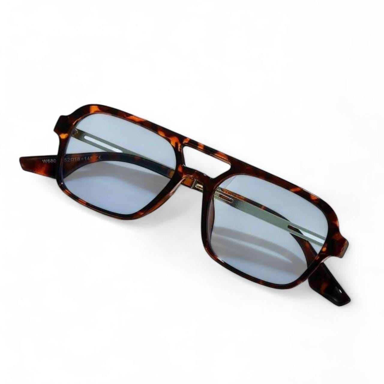 Brown Tortoise Square Pilot Sunglasses Y2K Vintage Trendy  display picture 3