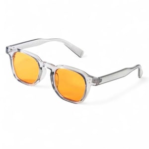 Vintage Square Crystal Clear Sunglasses with Orange Lenses | Retro Yellow Tinted Sun Glasses