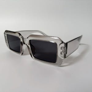 Clear Transparent & Grey Full Rim Y2K Fashion Decor Square Sunglasses