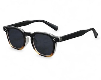Black Transparent Round Sunglasses Y2K Vintage Retro UV400 Dark Grey Tint Unisex Glasses