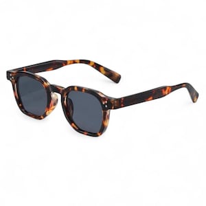 Tortoise Brown Round Sunglasses Y2K Vintage UV400 Dark Black Tint Unisex Men Women