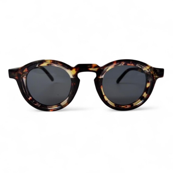 Stylish Black and Tan Round Sunglasses Yao Sunglasses: Round Glasses Available In Multiple Sizes  main image 3
