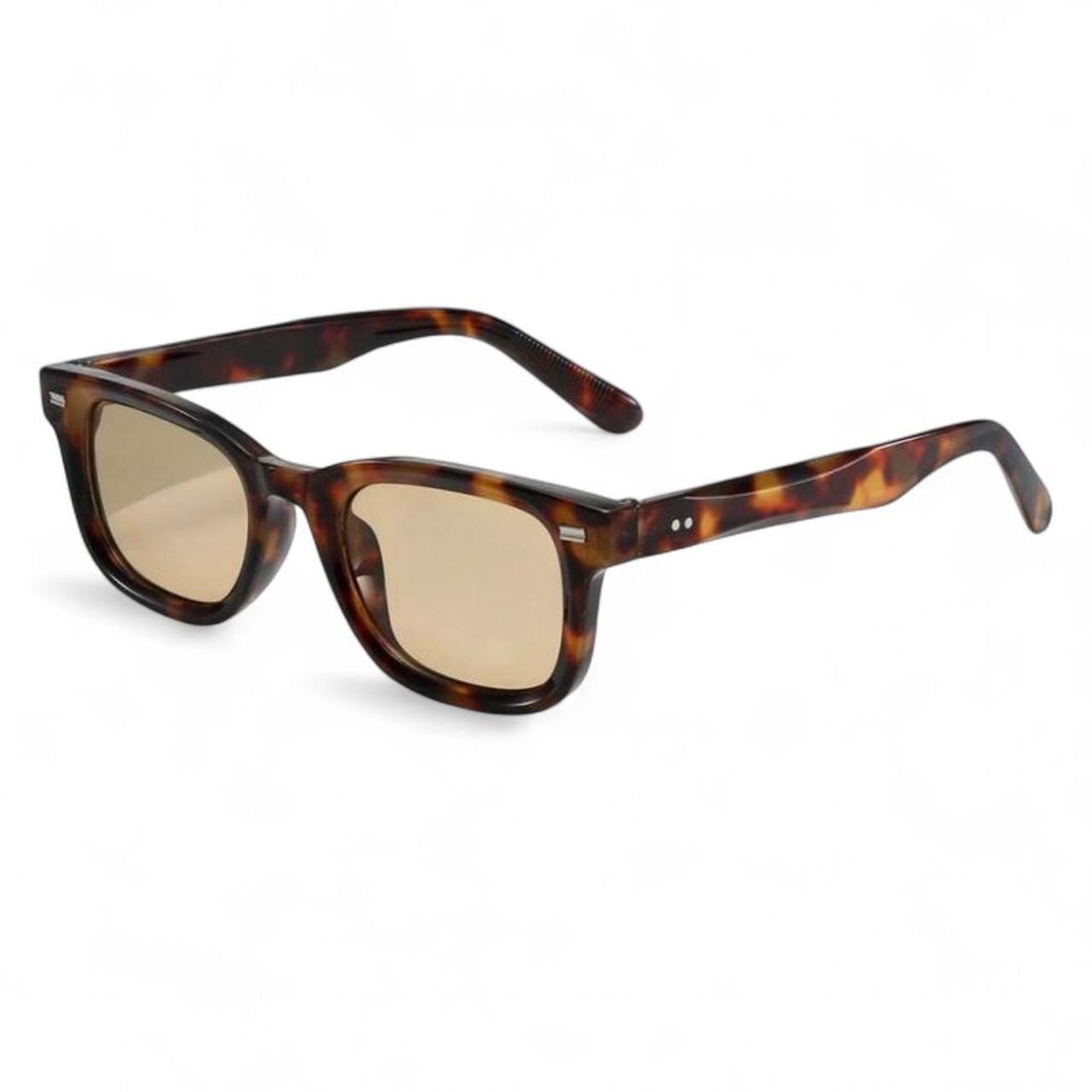 New Zeiss Brown Grey Tortoise Square Sunglasses Y2K Retro Blue Lens Tortoise Double Bridge Square Geometric Gradient Sunglasses  main image 4