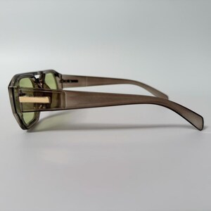 Clear Khaki Oversized Pilot Sunglasses Y2K Vintage UV400 Green Tint Unisex Men Women image 6