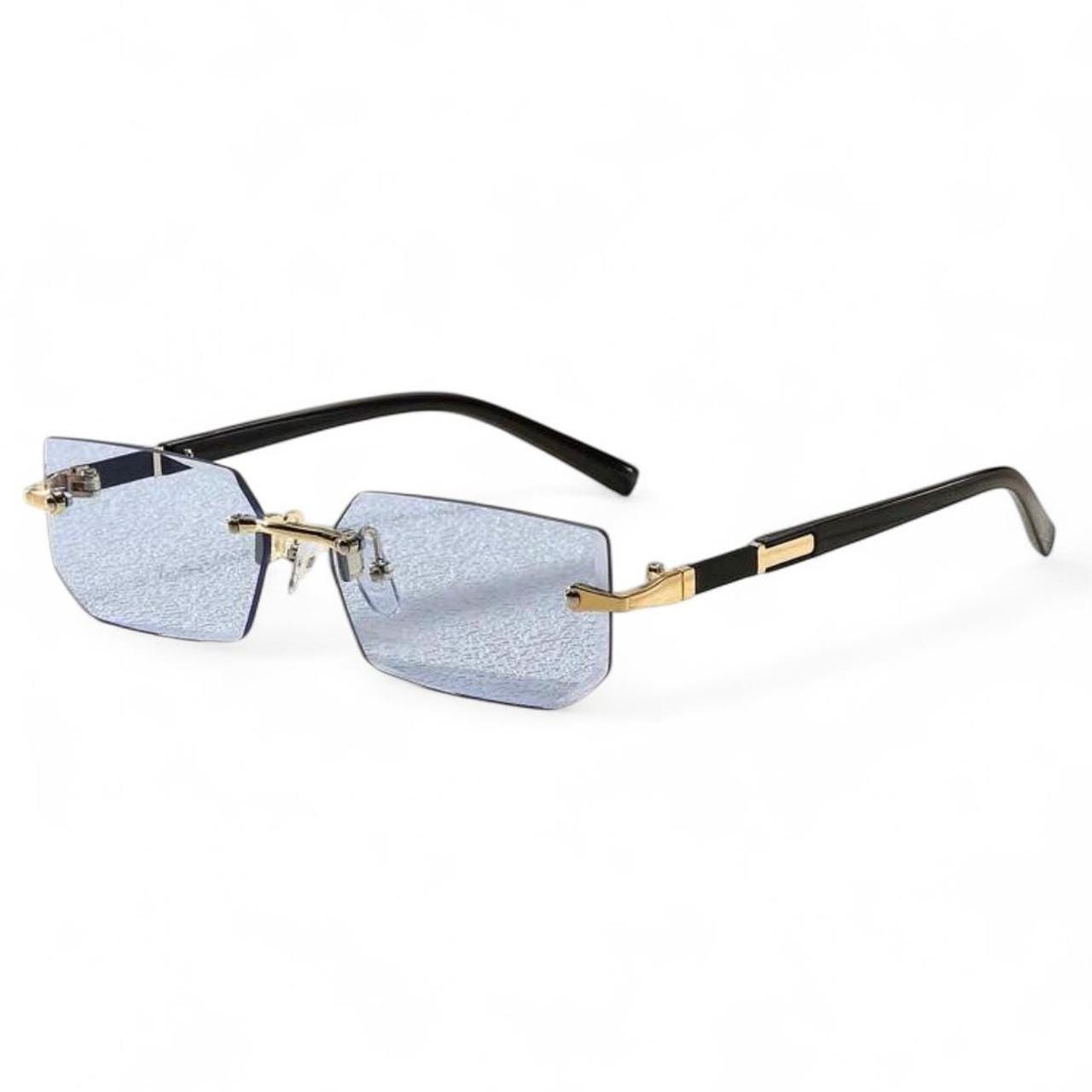 Black Square Rimless Sunglasses Y2K Modern Trendy UV400 
