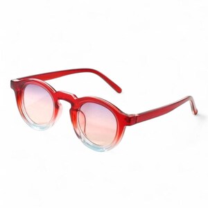 Retro ronde ombre-zonnebril | Vintage bril met helder montuur rood kleurverloop
