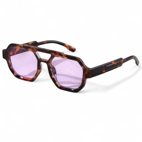 Brown Tortoise Shell Pilot Sunglasses Y2K Vintage Trendy  display picture 3