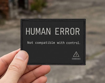 Human Fault Aufnäher, Glitch Art Cyberpunk Abzeichen, Techwear Accessoire, Y2K Digitales Aufbügeln