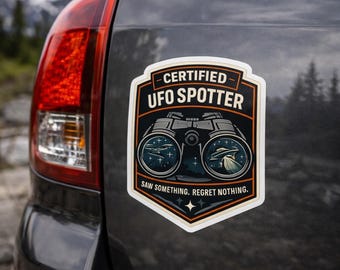 Rolig UFO-klistermärke, Alien Meme-vinyldekal för laptop eller vattenflaska