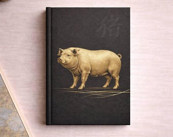 Pig Hardcover Journal, Cute Animal Lined Notebook