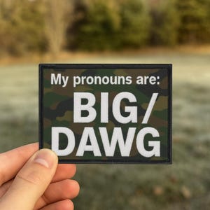 Zabawna naszywka z memem BIG DAWG: żartobliwy upominek do naprasowania na plecaki