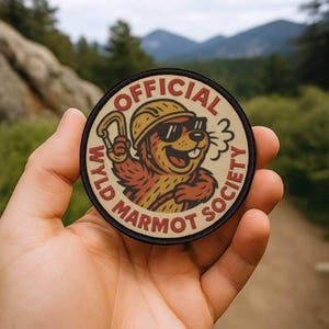 Wyld Marmot Society-patch opstrijkbare grappige marmot-badge voor rugzakjack – Wandelhumor Outdoor Crew Moraalcadeau