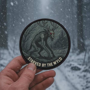 Wendigo Horror Patch: Cold Forest Cryptid Iron-On Badge