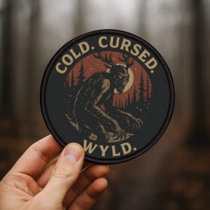 Wendigo Patch – Horror Survival Iron-On Patch for Backpacks, Jackets, Bug-Out Bags – 3-Inch Cursed Forest Cryptid Embroidered Patch