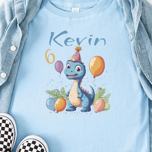 Personalized Dino Shirt for Kids – T-Rex T-Shirt with Name – Gift for Boys – Birthday Shirt with Dinosaur Motif
