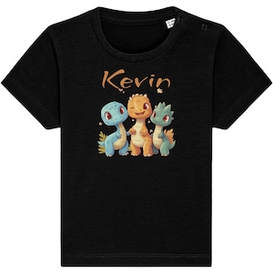 Personalized baby gift – Dino shirt with name & number – T-Rex baby T-shirt boys girls – First birthday shirt baby